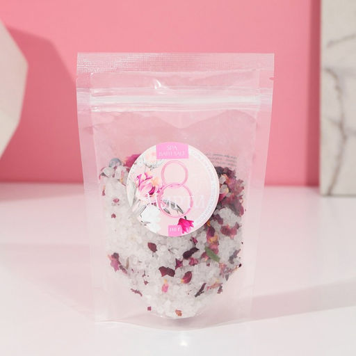 Цена за 2 шт. Соль для ванны С праздником 8 марта, с лепестками розы, 150 г, Чистое счастье  фото 4