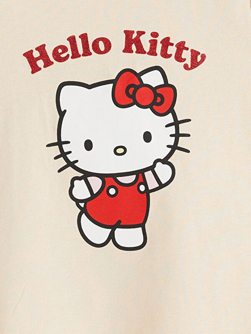 Bisiklet Yaka Hello Kitty Bask?l? K?z ?ocuk Ti??rt