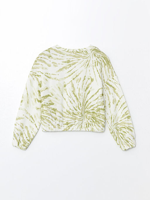 Bisiklet Yaka Batik Desenli Uzun Kollu K?z ?ocuk Sweatshirt