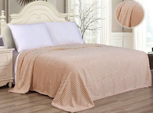 Покрывало Роскошь-бежевый/золото фланель жаккард 200*220 см. - Лен поволжья фото 3