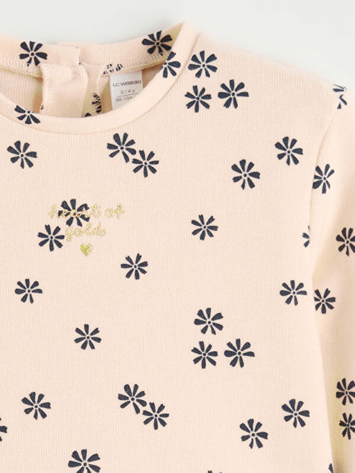 Bisiklet Yaka Bask?l? F?rf?rl? K?z Bebek Ti??rt