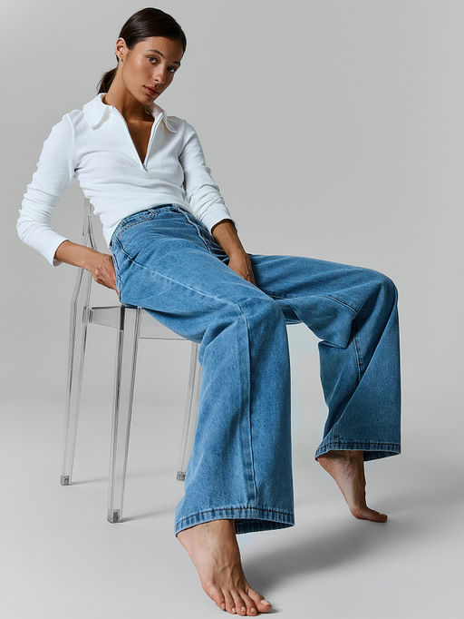 Джинсы Wide leg fit женские синие - Mark formelle фото 3