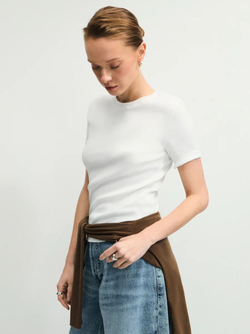 Базовая футболка в рубчик / Zarina фото 3