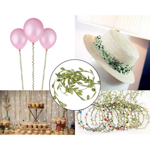 Лента фигурная Листья, 25 мм, 90.5 м, зелёная