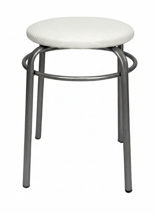 Табурет "Люкс" с кольцом к/з бел.крокодил н.хром