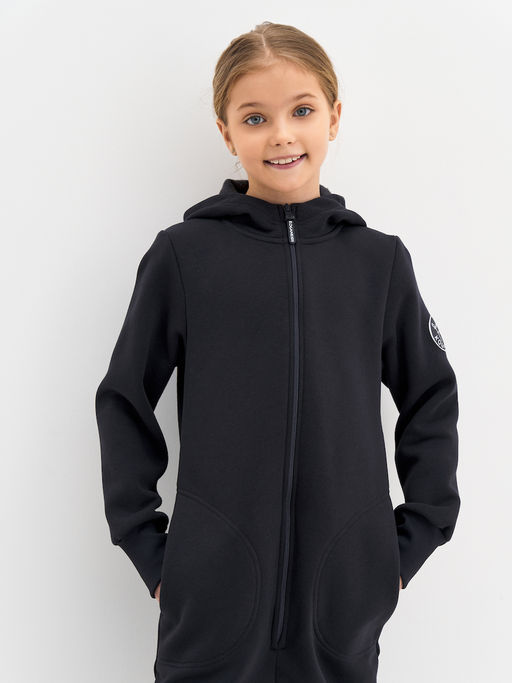 Черный комбинезон с наколенниками для мальчика