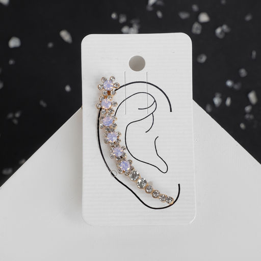 Серьга Кафф ромашка, цвет бело-розовый в золоте - Queen fair фото 4