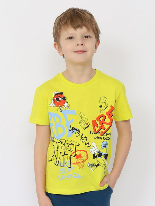 CRB wear/CSKB 63740-36-391 Футболка для мальчика,лайм/Ex.Cherubino