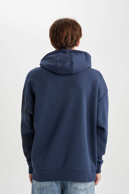 Толстовка оверсайз с капюшоном и принтом - Defacto фото 6