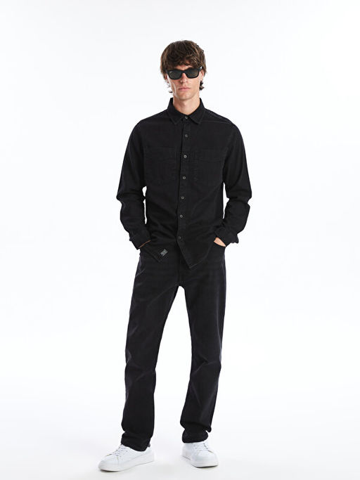 Slim Fit Uzun Kollu Erkek Jean G?mlek