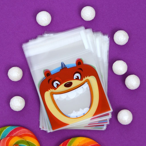 Цена за 100 шт. Пакет БОПП с липкой лентой, "Праздничное ассорти", 10*10+3см