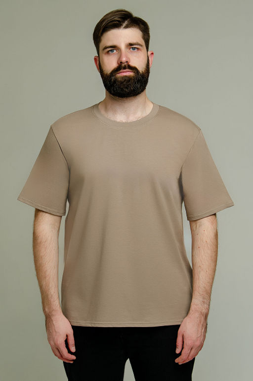 Арт. 67114 Футболка мужская однотонная с лайкрой 48-58 (6 шт) Цвет:коричневый - Идеал фото 2