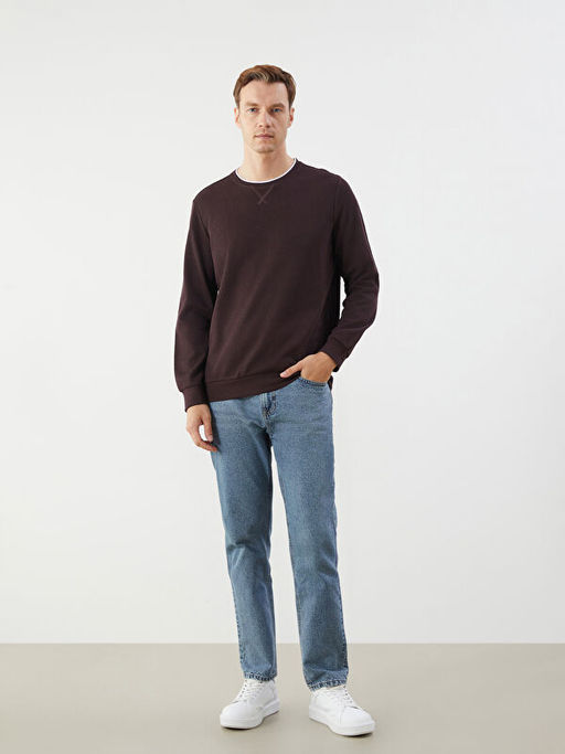 Bisiklet Yaka Uzun Kollu Erkek Sweatshirt