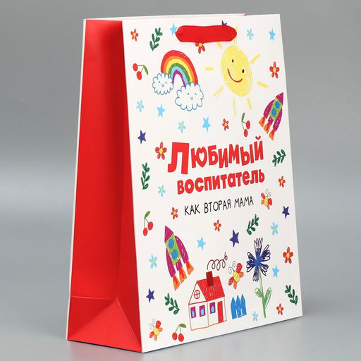 Цена за 2 шт. Пакет подарочный ламинированный, упаковка, «Любимый воспитатель», M 25.5×30×9 см