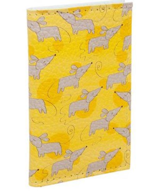 Обложка для 2-х карточек с принтом Eshemoda Мышата, натуральная кожа