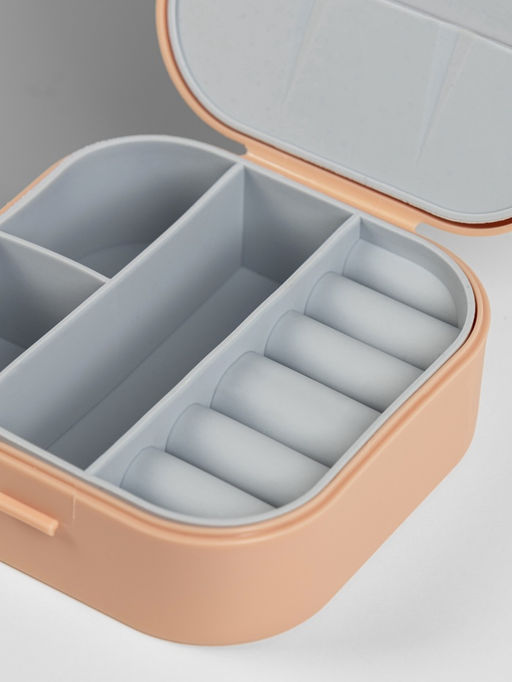 Шкатулка - органайзер для хранения украшений, 9×9×3.8 см, розовая