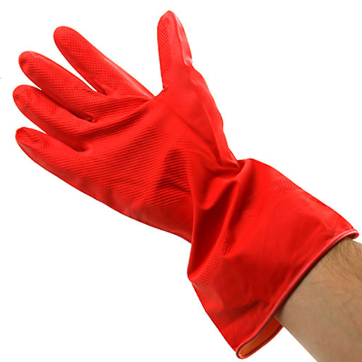 Перчатки хозяйственные, латексные, размер S Хозяюшка с х/б напылением, 57гр, цвет красный, в пакете (Китай) - Домашняя мода фото 3
