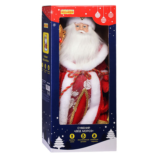 Сувенир Дед Мороз в красной шубе с мешком подарков, 40см "собс.разр."