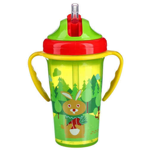 Поильник детский с силиконовой трубочкой, 300 мл., с ручками, цвет зеленый - Крошка я фото 2