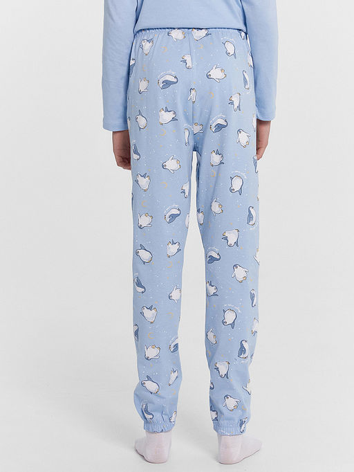 Пижама для девочек голубая с принтом пингвины - Mark formelle фото 5