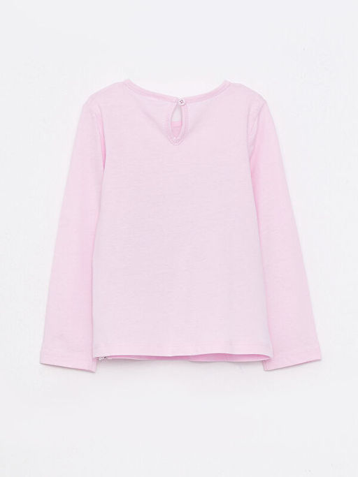 Bisiklet Yaka Uzun Kollu Bask?l? K?z Bebek Ti??rt - Waikiki фото 2