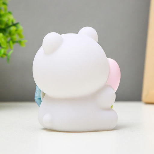 Фигурка световая RISALUX «Мишка», LED-ночник, от батареек, бело-розовый, 8.3×9 см