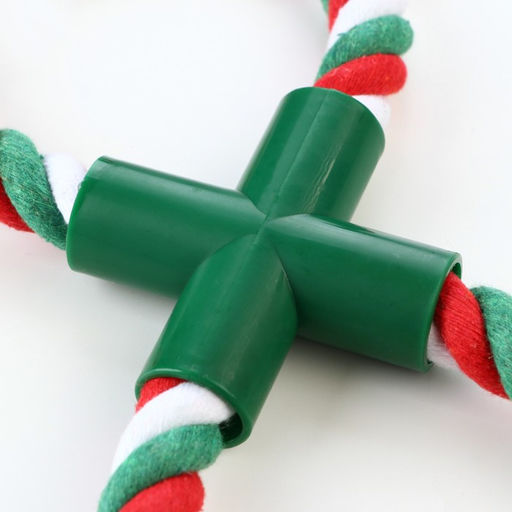 Игрушка тренировочная канатная Зимняя восьмёрка, до 20 см, 100 г,красная/белая/зелёная 79161 - Пижон фото 3