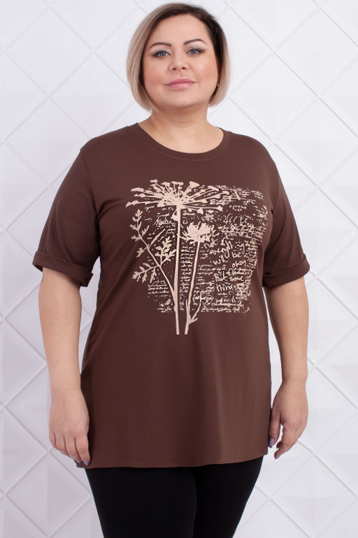 Арт. 3677 Футболка женская 50-58 (5 шт) Цвет:шоколад - Калинка фото 13