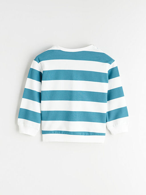 Bisiklet Yaka ?izgili Erkek Bebek Sweatshirt