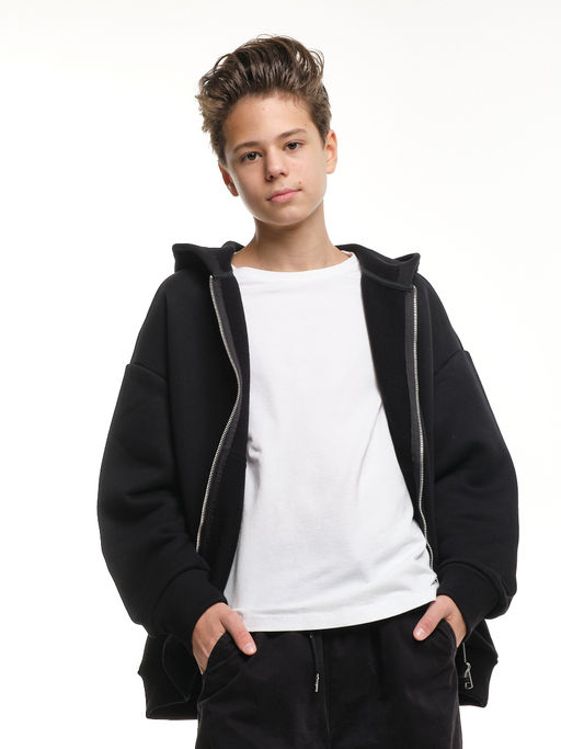 Зипка толстовка для мальчика с шевроном 22-0430 черный