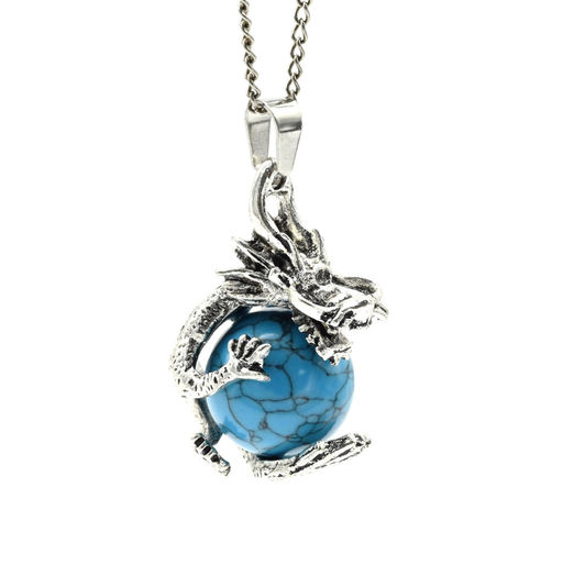 Подвеска Дракон на шаре 23*34мм с бирюзой искусственной