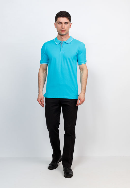 Джемпер мужской с воротником поло короткий рукав GREG G134 (лазурь)  фото 5