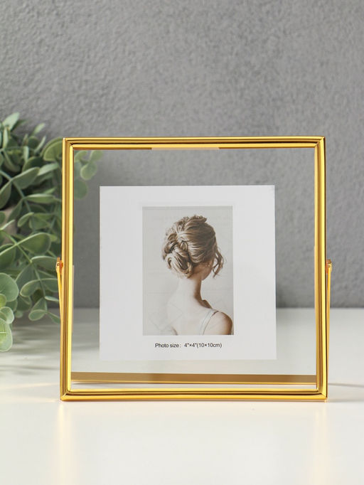 Фоторамка для фото 15×15 см «Лофт», золото гальваника, металл, 1.2×15.5×15.5 см