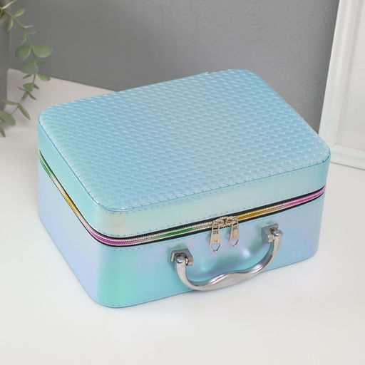 Набор шкатулок для украшений с зеркалом «Плетение», 3 шт., искусственная кожа, голубая