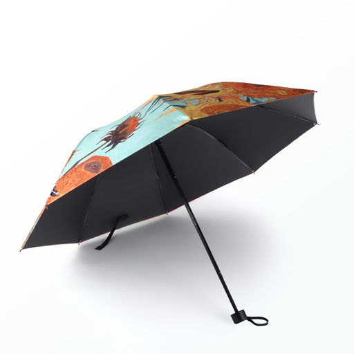 Зонт механический «Подсолнухи», эпонж, 4 сложения, 8 спиц, R=48/55 см, d=96 см, МИКС