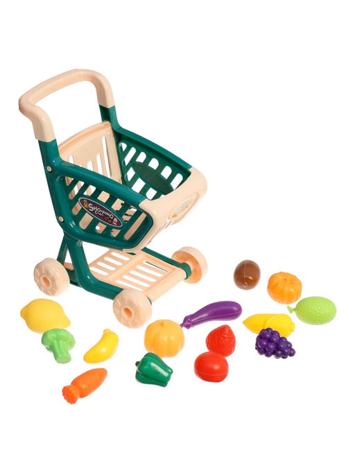Продуктовая тележка «Магазинчик», с овощами и фруктами, 15 предметов