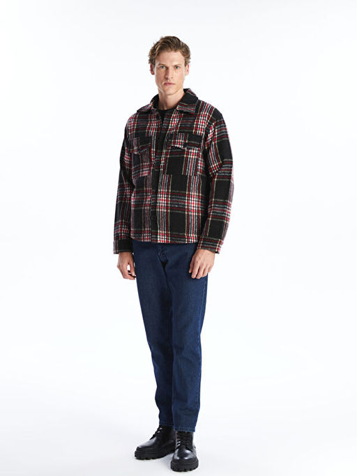 Regular Fit Uzun Kollu Ekose Erkek G?mlek Ceket