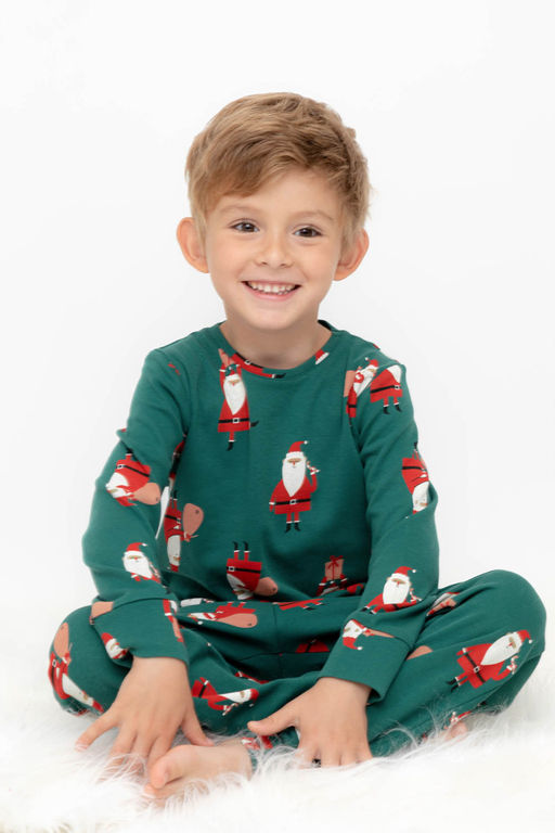 CROCKID, Пижама. Цвет: дед морозы с подарками на тем.зеленом