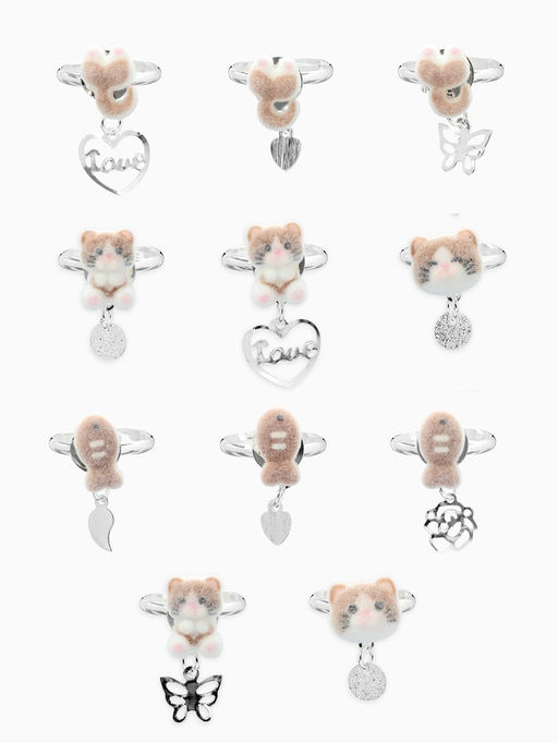 Цена за 36 шт. Кольцо «Выбражулька» котики бархат, МИКС, безразмерное (фас. 36 шт.)