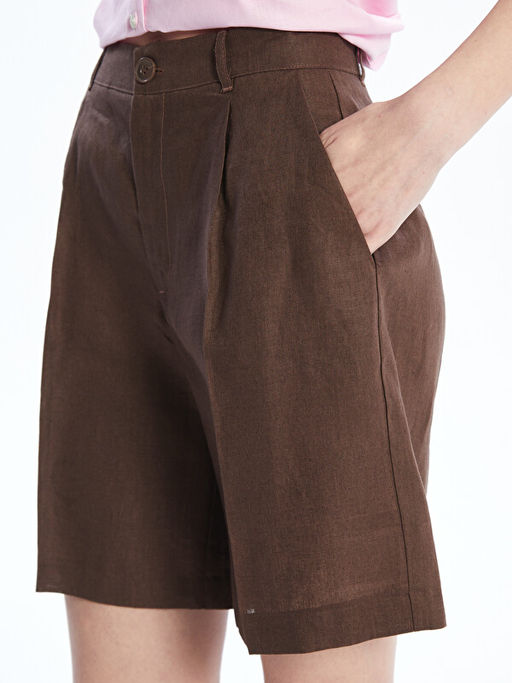 Loose Fit %100 Keten Kad?n ?ort