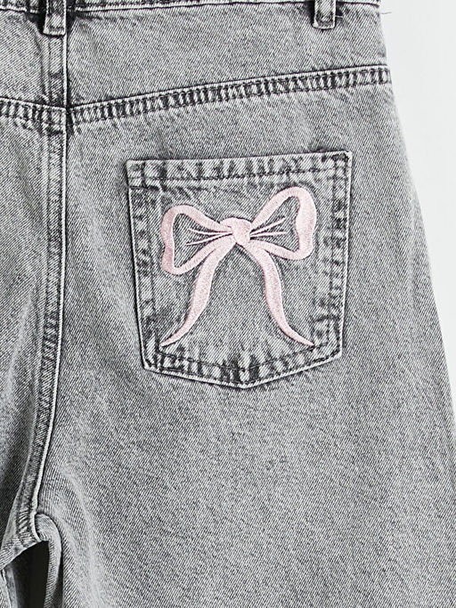 Wideleg Fiyonk Nak??l? K?z ?ocuk Jean Pantolon