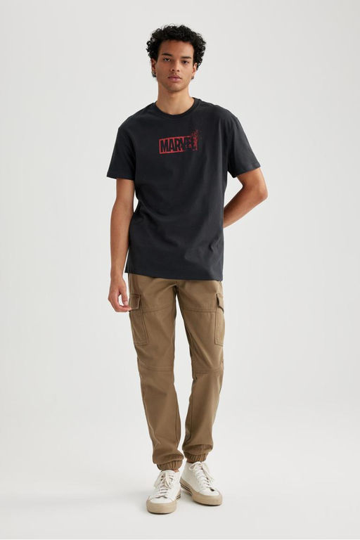 Футболка обычного кроя с круглым вырезом и короткими рукавами только с логотипом Marvel - Defacto фото 5