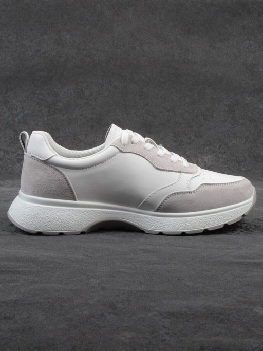 03-YC527-2 WHITE/GRAY Кроссовки женские (натуральная кожа)