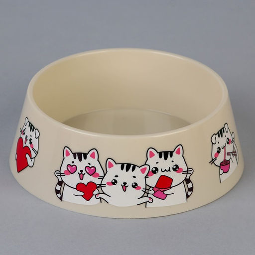 Цена за 2 шт. Миска пластиковая «Милые котята», бежевая, 300 мл