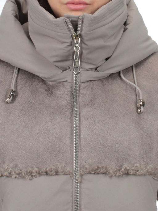 23-696 GRAY/BEIGE Куртка зимняя женская (холлоффайбер 150 гр., искусственная дубленка) - Fashion фото 4
