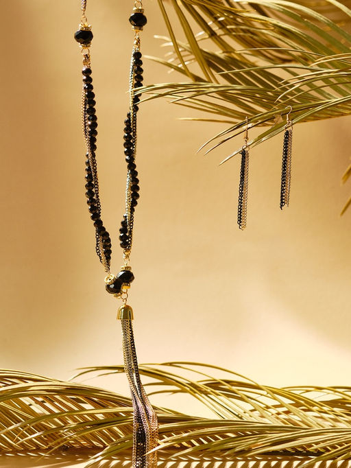 Набор 2 предмета: серьги, бусы Унисон накрученность, цвет золото в чёрном, 60 см