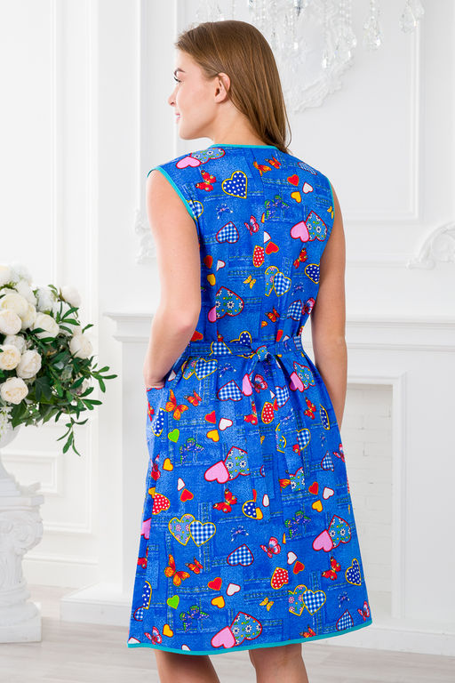 Халат женский из бязи Муза синий