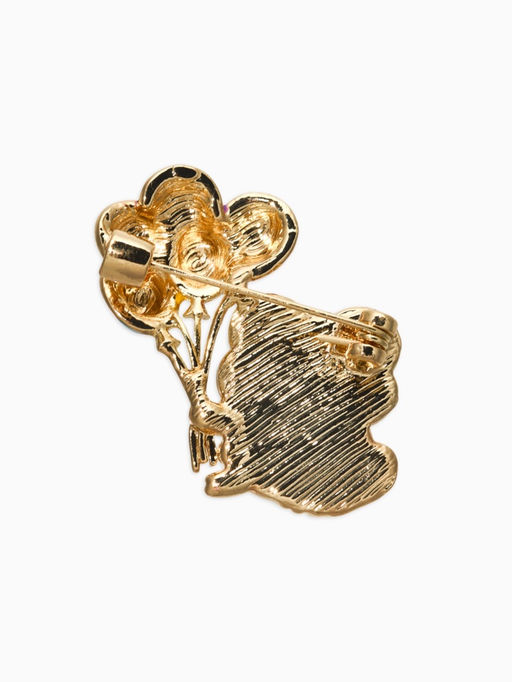 Брошь перламутровый «Лягушка с воздушными шариками», разноцветная в золоте