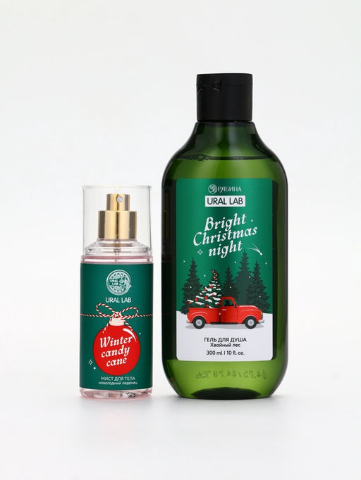 Подарочный набор Happy New Year: гель для душа и мист для тела, зелёный, URAL LAB