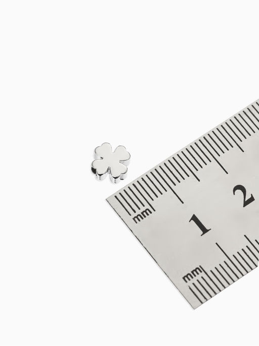 Цена за 2 шт. Бусина-разделитель родир. «Клевер», 7×7мм, d(вн.)=2мм, (набор 10 штук), медь, цвет серебро